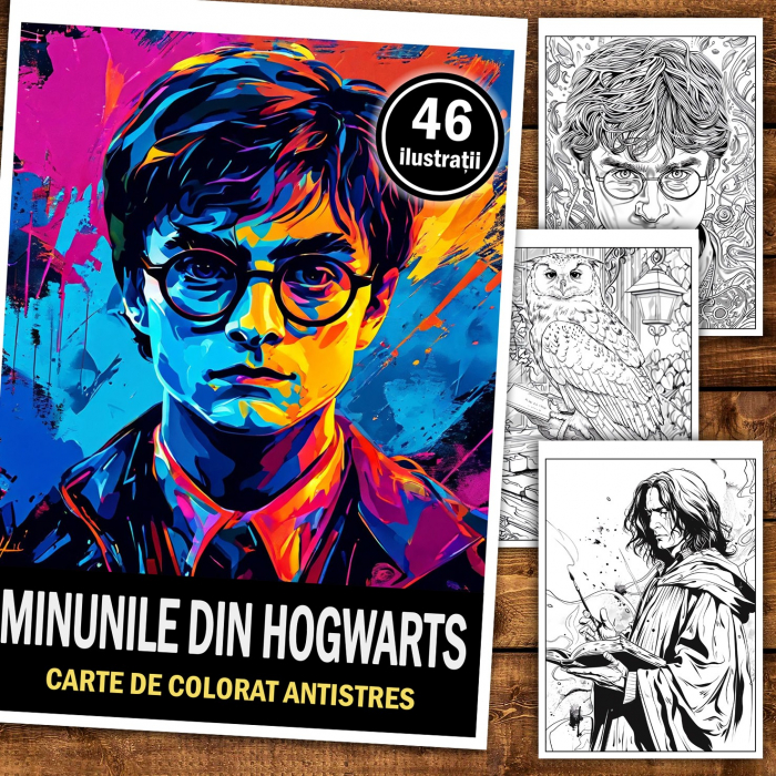 Carte de colorat pentru relaxare si antistres, 46 de ilustratii, Minunile din Hogwarts, 98 pagini [2]