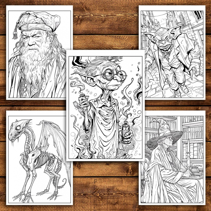 Carte de colorat pentru relaxare si antistres, 46 de ilustratii, Minunile din Hogwarts, 98 pagini [5]