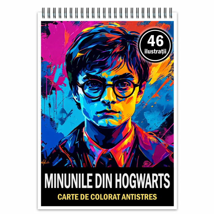 Carte de colorat pentru relaxare si antistres, 46 de ilustratii, Minunile din Hogwarts, 98 pagini [1]