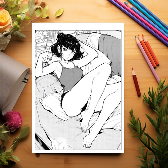 Carte de colorat pentru relaxare si antistres, 48 de ilustratii, Hot Manga Girls, 106 pagini [3]