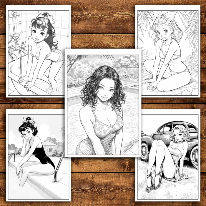 Carte de colorat pentru relaxare si antistres, 48 de ilustratii, Hot Manga Girls, 106 pagini [4]