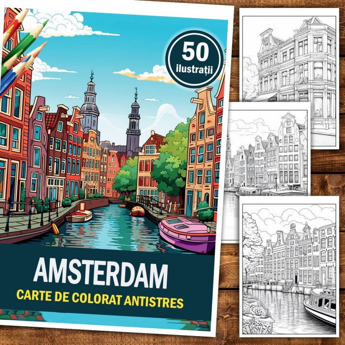 Carte de colorat pentru relaxare si antistres, 50 de ilustratii, Amsterdam, 106 pagini [2]