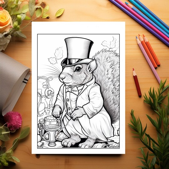 Carte de colorat pentru relaxare si antistres, 50 de ilustratii, Animale Steampunk, 106 pagini [3]