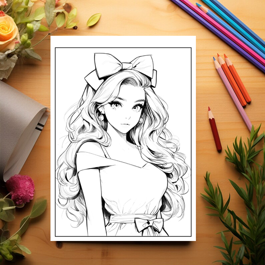 Carte de colorat pentru relaxare si antistres, 50 de ilustratii, Anime Barbie Girls - Volumul III, 106 pagini [3]