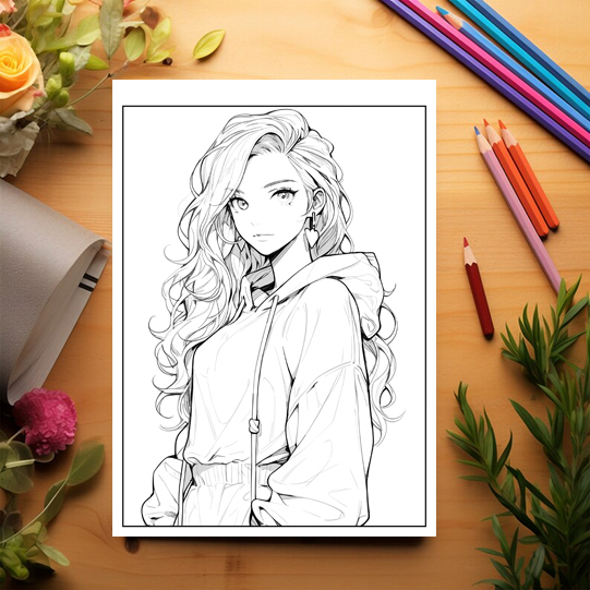 Carte de colorat pentru relaxare si antistres, 50 de ilustratii, Anime Barbie Girls - Volumul IV, 106 pagini [3]