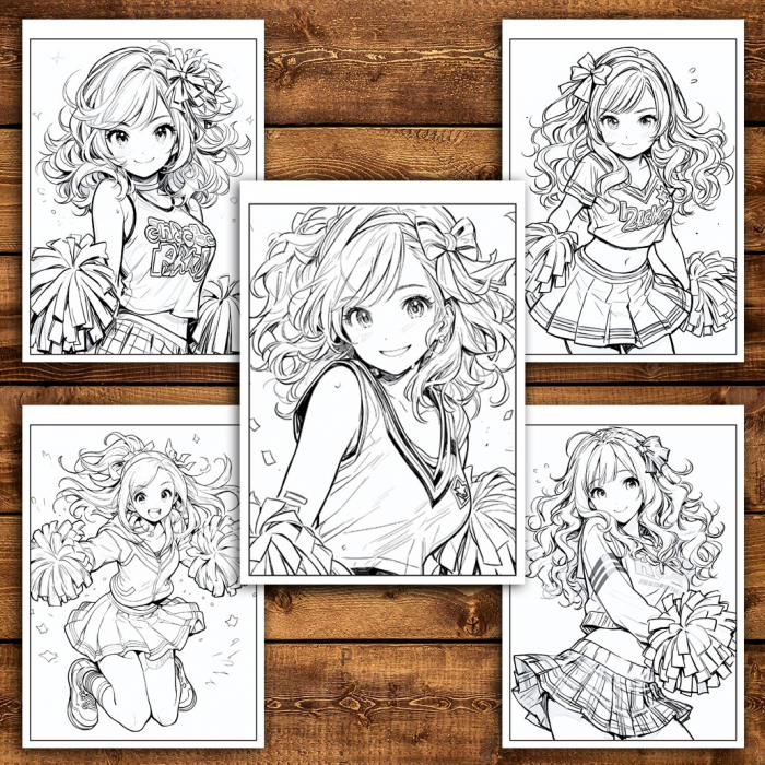 Carte de colorat pentru relaxare si antistres, 50 de ilustratii, Anime Cheerleaders, 106 pagini [4]