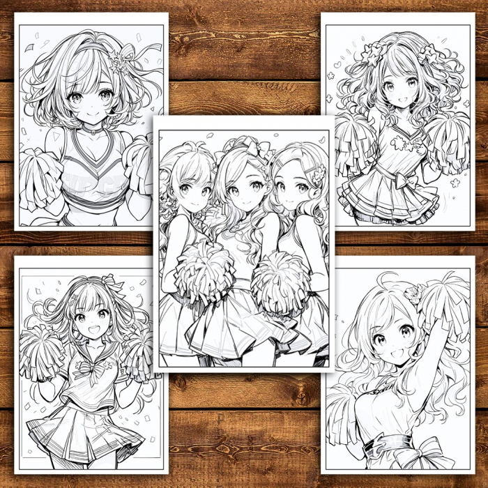 Carte de colorat pentru relaxare si antistres, 50 de ilustratii, Anime Cheerleaders, 106 pagini [5]