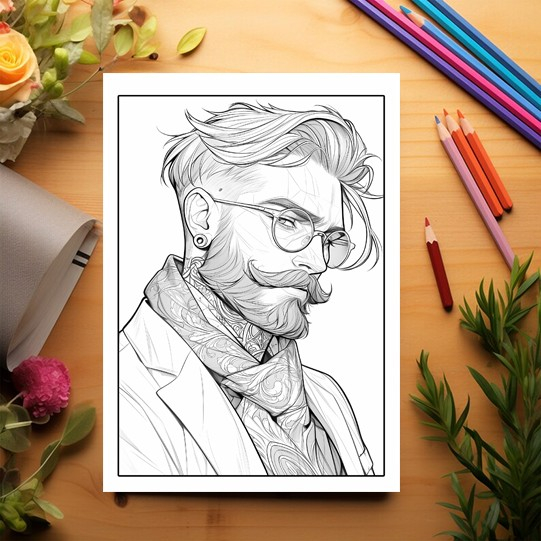 Carte de colorat pentru relaxare si antistres, 50 de ilustratii, Anime Hipster Boys, 106 pagini [3]