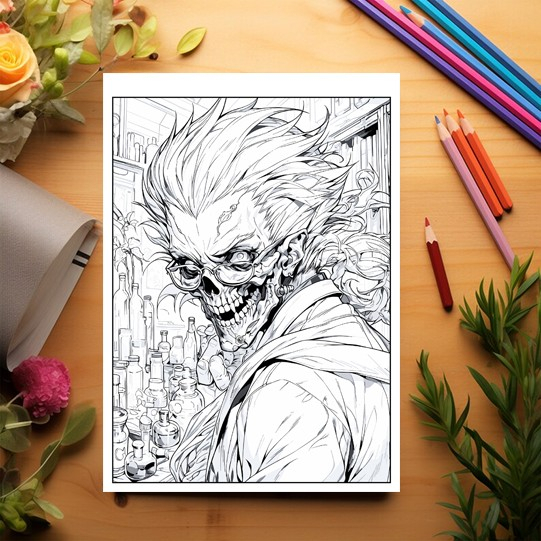 Carte de colorat pentru relaxare si antistres, 50 de ilustratii, Anime Mad Scientists, 106 pagini [3]