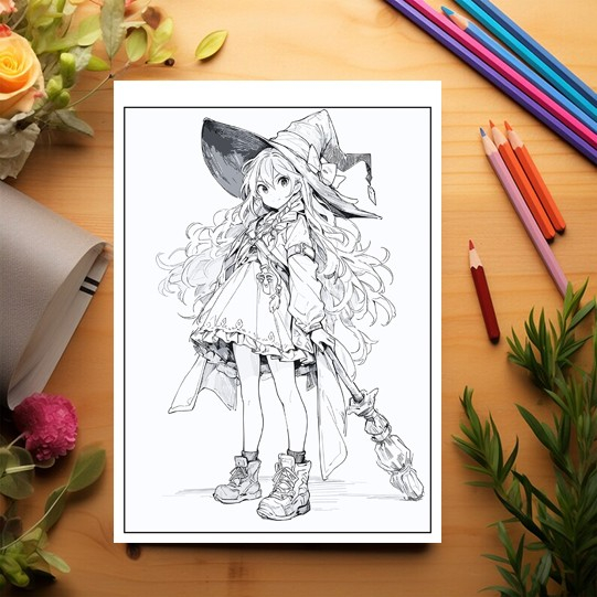Carte de colorat pentru relaxare si antistres, 50 de ilustratii, Anime Mage Girls, 106 pagini [3]