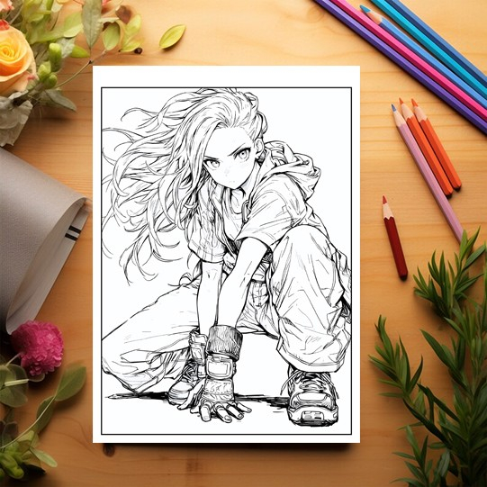 Carte de colorat pentru relaxare si antistres, 50 de ilustratii, Anime Martial Artists, 106 pagini [3]