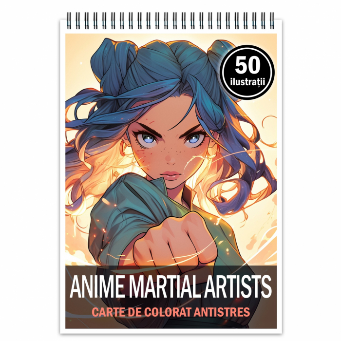 Carte de colorat pentru relaxare si antistres, 50 de ilustratii, Anime Martial Artists, 106 pagini [1]