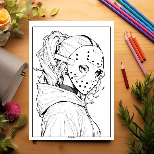 Carte de colorat pentru relaxare si antistres, 50 de ilustratii, Anime Mask Girls, 106 pagini [3]