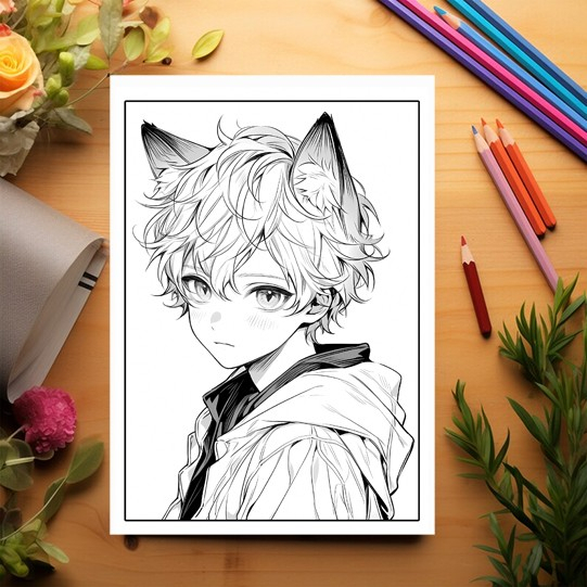 Carte de colorat pentru relaxare si antistres, 50 de ilustratii, Anime Necko Boys, 106 pagini [3]