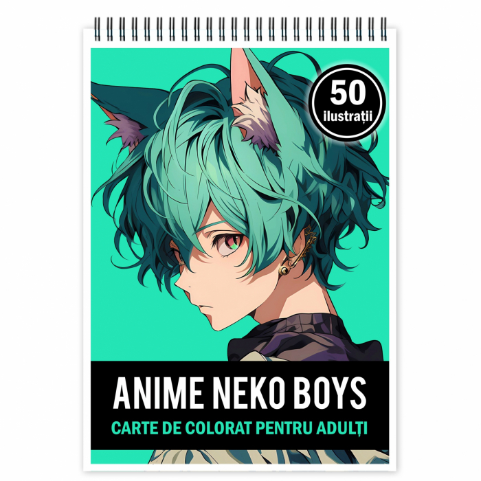 Carte de colorat pentru relaxare si antistres, 50 de ilustratii, Anime Necko Boys, 106 pagini [1]