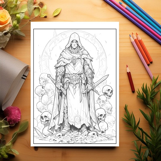Carte de colorat pentru relaxare si antistres, 50 de ilustratii, Anime Necromancers, 106 pagini [3]