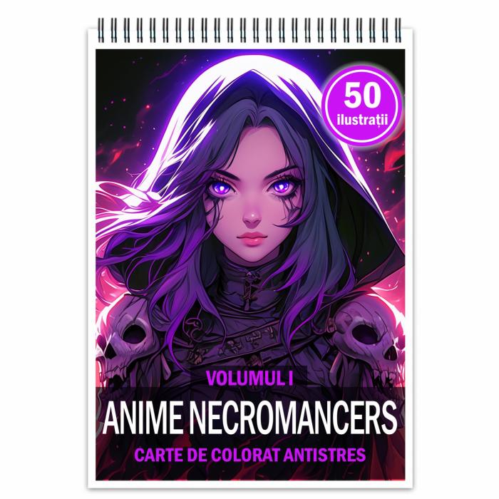 Carte de colorat pentru relaxare si antistres, 50 de ilustratii, Anime Necromancers, 106 pagini [1]