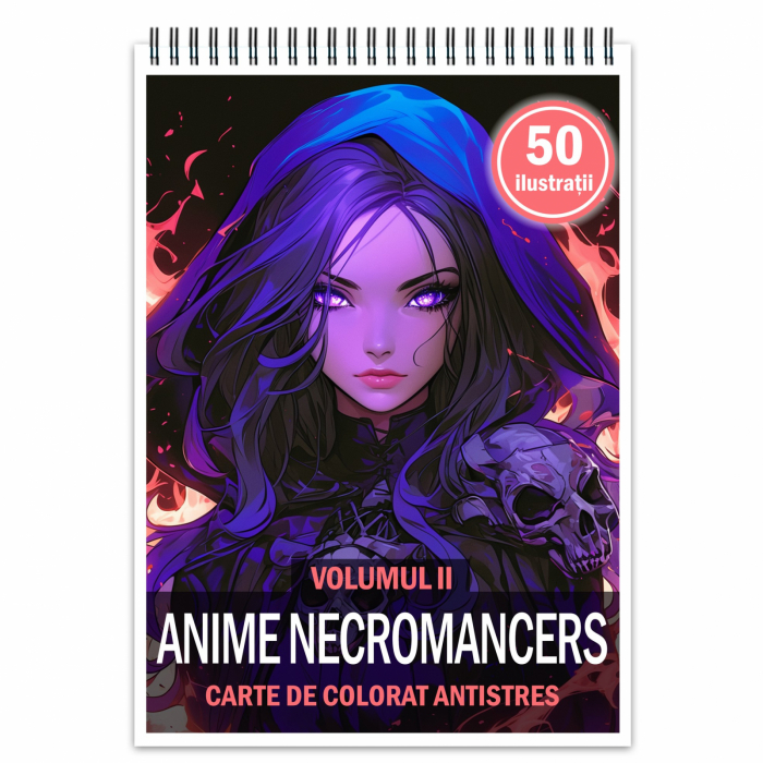 Carte de colorat pentru relaxare si antistres, 50 de ilustratii, Anime Necromancers - Volumul II, 106 pagini [1]