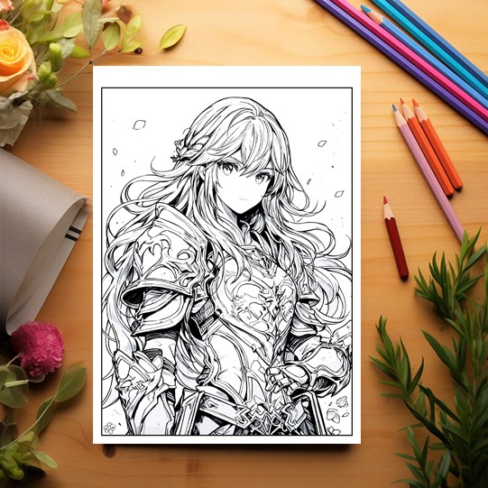 Carte de colorat pentru relaxare si antistres, 50 de ilustratii, Anime Paladin Girls, 106 pagini [3]