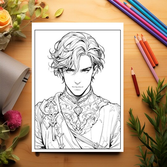 Carte de colorat pentru relaxare si antistres, 50 de ilustratii, Anime Prince Boys, 106 pagini [3]
