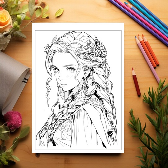 Carte de colorat pentru relaxare si antistres, 50 de ilustratii, Anime Princesses - Volumul IV, 106 pagini [3]