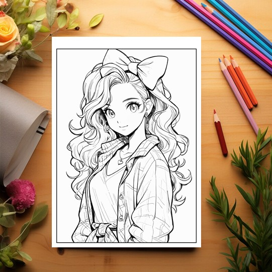 Carte de colorat pentru relaxare si antistres, 50 de ilustratii, Anime Retro Girls, 106 pagini [3]
