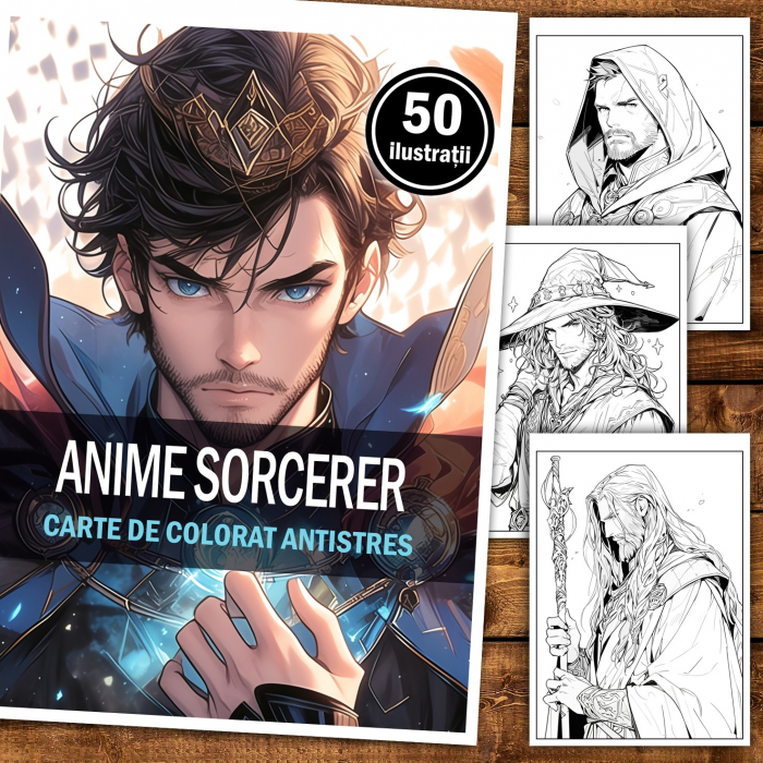 Carte de colorat pentru relaxare si antistres, 50 de ilustratii, Anime Sorcerer, 106 pagini [2]