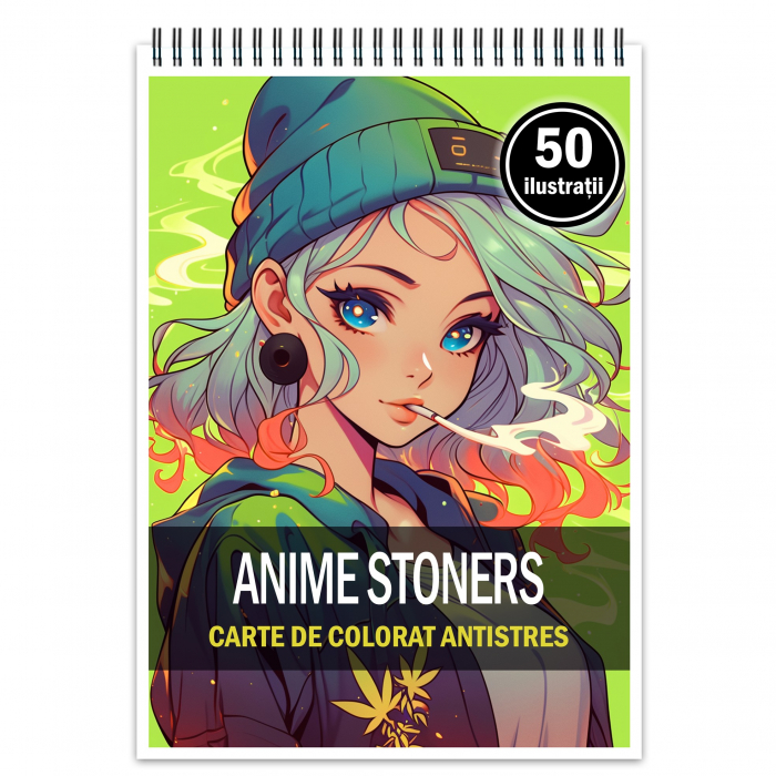 Carte de colorat pentru relaxare si antistres, 50 de ilustratii, Anime Stoners, 106 pagini [1]