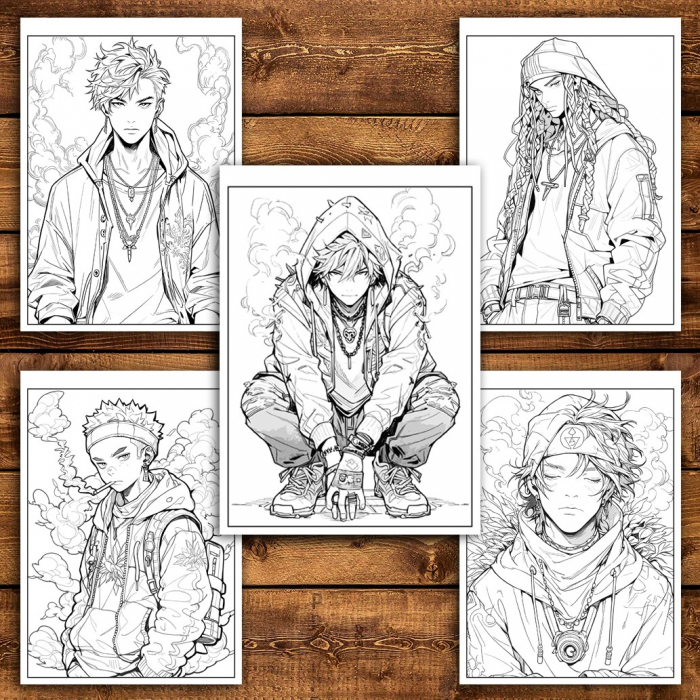 Carte de colorat pentru relaxare si antistres, 50 de ilustratii, Anime Stoners, 106 pagini [4]