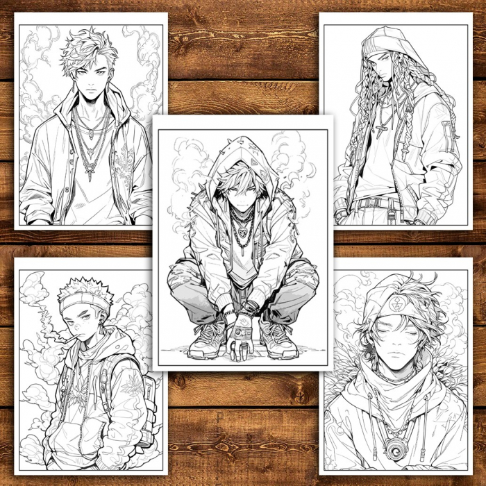 Carte de colorat pentru relaxare si antistres, 50 de ilustratii, Anime Stoners, 106 pagini [4]