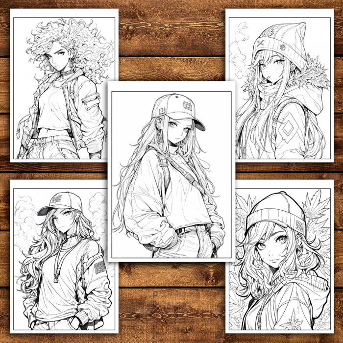Carte de colorat pentru relaxare si antistres, 50 de ilustratii, Anime Stoners, 106 pagini [5]