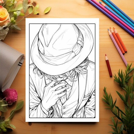 Carte de colorat pentru relaxare si antistres, 50 de ilustratii, Anime Suit Boys, 106 pagini [3]