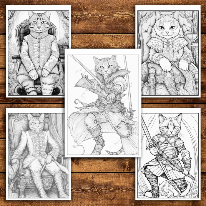 Carte de colorat pentru relaxare si antistres, 50 de ilustratii, Aventuri cu pisicute, 106 pagini [5]