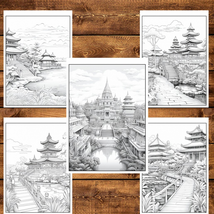 Carte de colorat pentru relaxare si antistres, 50 de ilustratii, Bali, 106 pagini [5]
