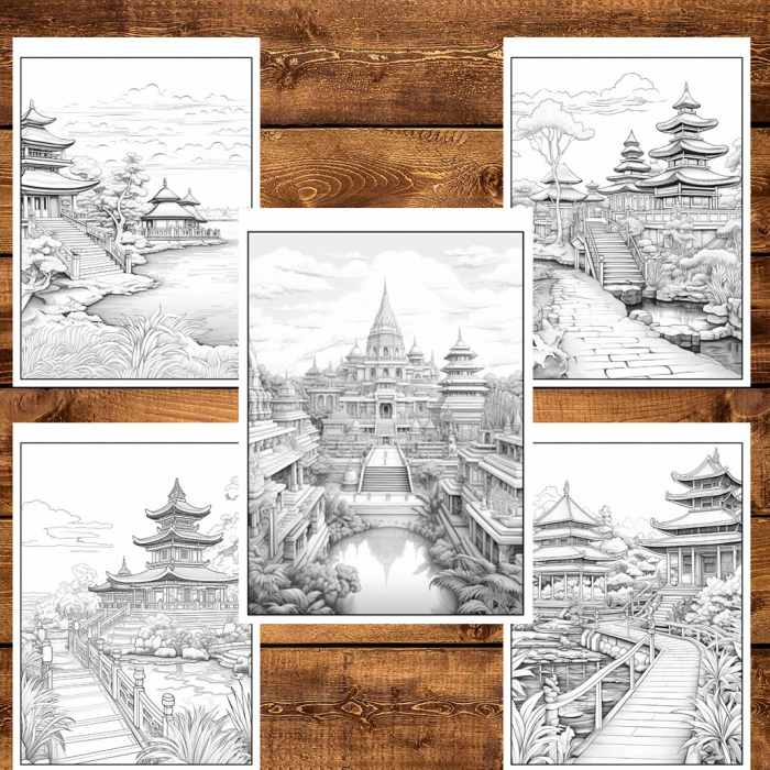 Carte de colorat pentru relaxare si antistres, 50 de ilustratii, Bali, 106 pagini [5]