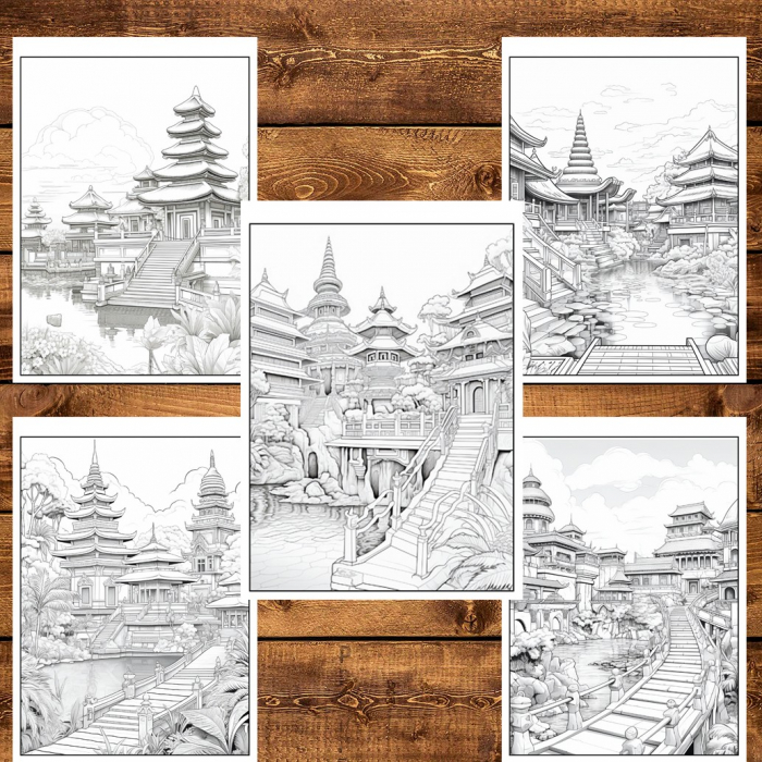 Carte de colorat pentru relaxare si antistres, 50 de ilustratii, Bali, 106 pagini [6]