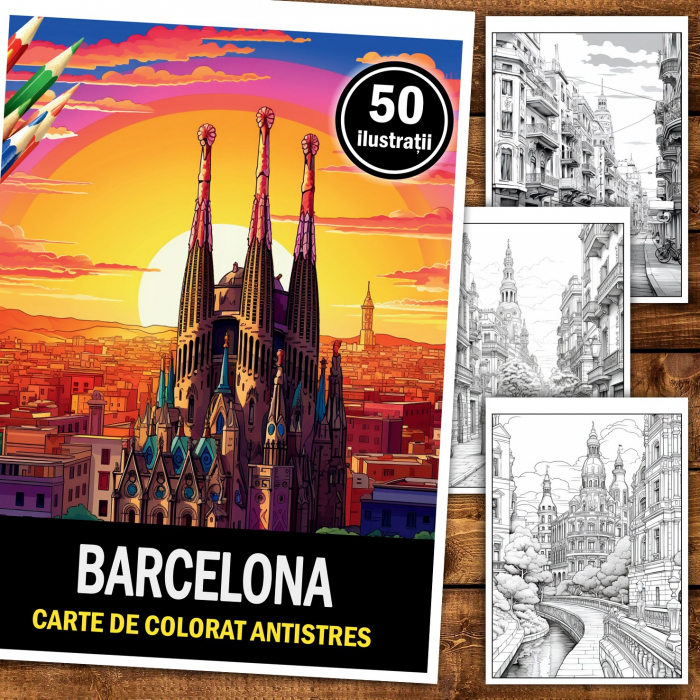 Carte de colorat pentru relaxare si antistres, 50 de ilustratii, Barcelona, 106 pagini [2]