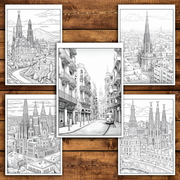 Carte de colorat pentru relaxare si antistres, 50 de ilustratii, Barcelona, 106 pagini [6]