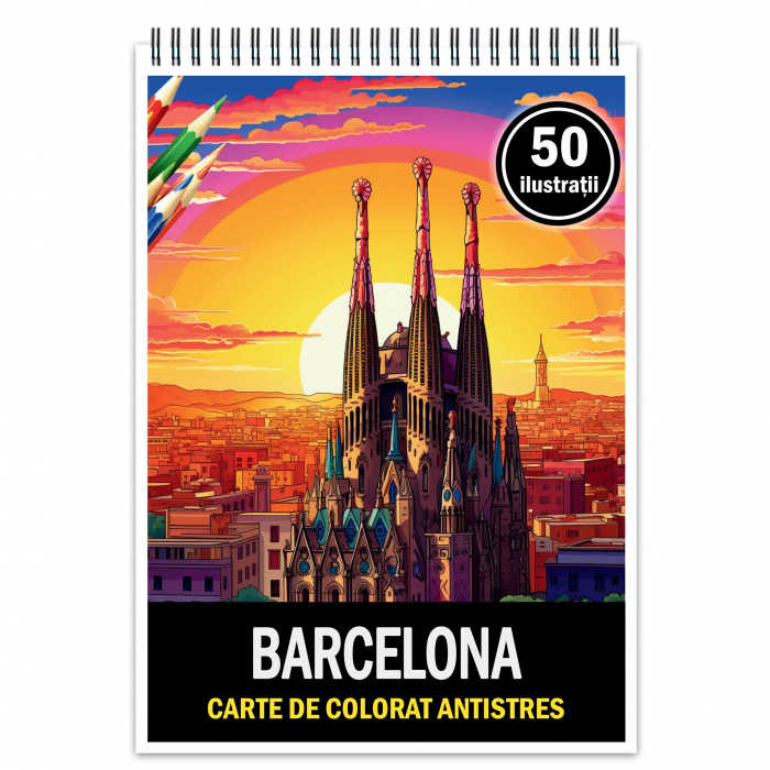 Carte de colorat pentru relaxare si antistres, 50 de ilustratii, Barcelona, 106 pagini [1]