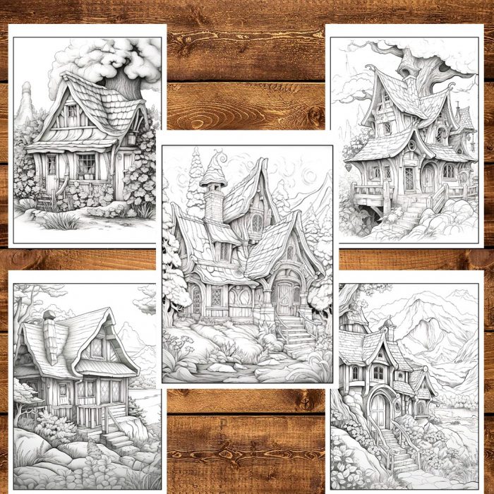 Carte de colorat pentru relaxare si antistres, 50 de ilustratii, Cabanute, 106 pagini [6]