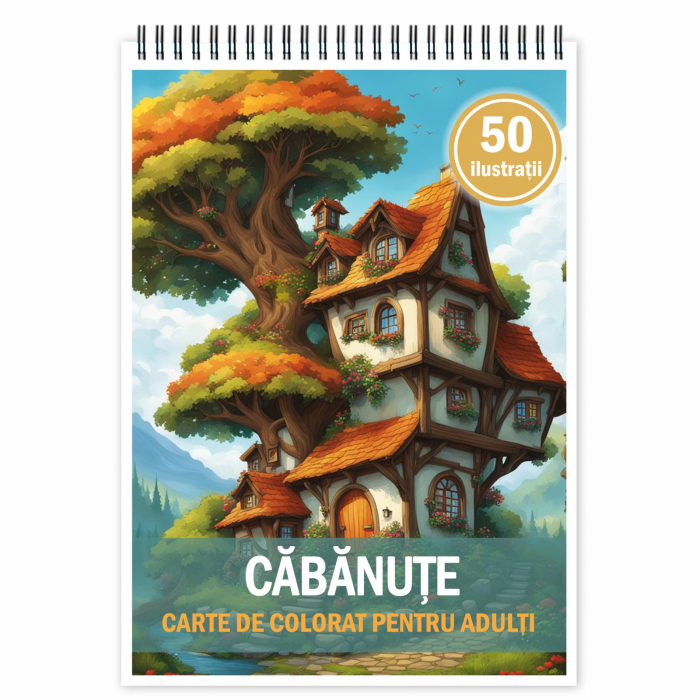 Carte de colorat pentru relaxare si antistres, 50 de ilustratii, Cabanute, 106 pagini [1]