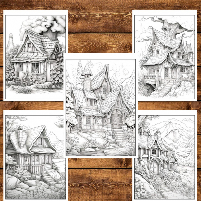 Carte de colorat pentru relaxare si antistres, 50 de ilustratii, Cabanute, 106 pagini [6]