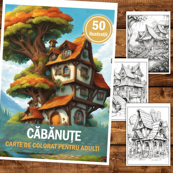 Carte de colorat pentru relaxare si antistres, 50 de ilustratii, Cabanute, 106 pagini [2]