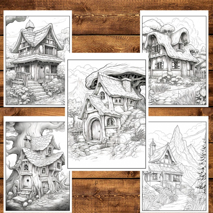Carte de colorat pentru relaxare si antistres, 50 de ilustratii, Cabanute, 106 pagini [4]