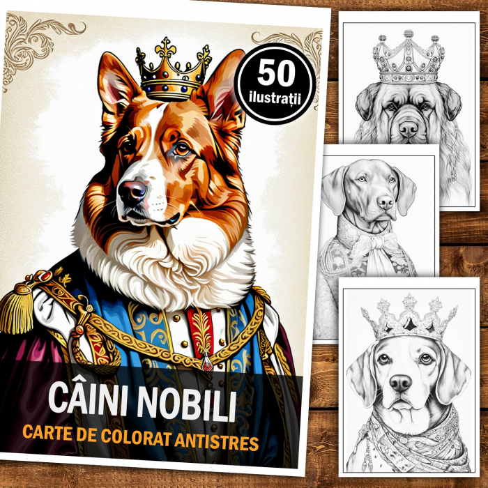 Carte de colorat pentru relaxare si antistres, 50 de ilustratii, Caini Nobili, 106 pagini [2]