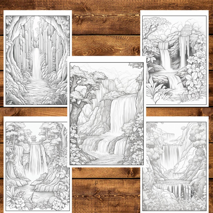 Carte de colorat pentru relaxare si antistres, 50 de ilustratii, Cascade fantastice, 106 pagini [6]