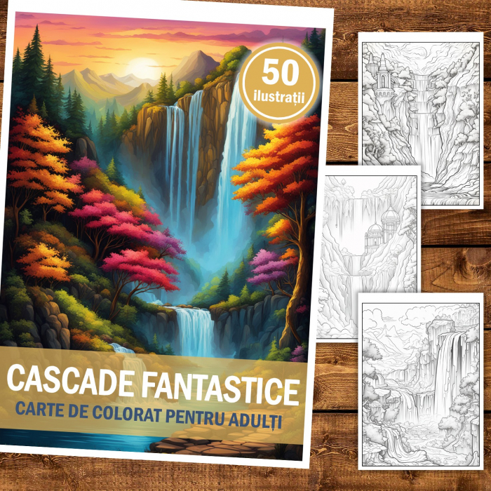 Carte de colorat pentru relaxare si antistres, 50 de ilustratii, Cascade fantastice, 106 pagini [2]