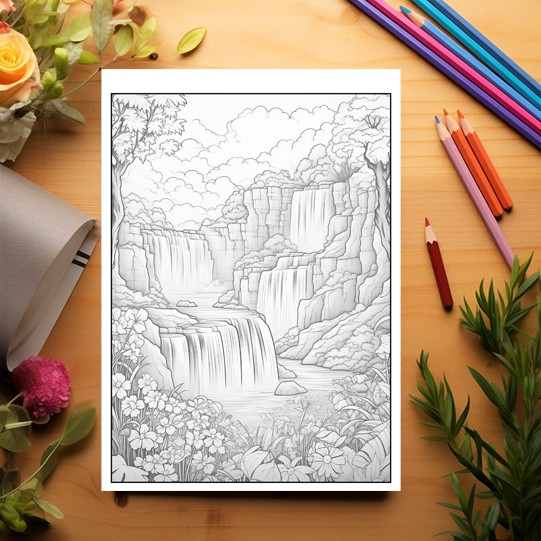 Carte de colorat pentru relaxare si antistres, 50 de ilustratii, Cascade fantastice, 106 pagini [3]