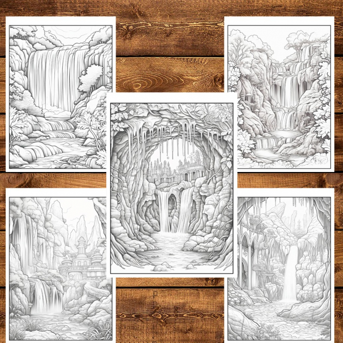 Carte de colorat pentru relaxare si antistres, 50 de ilustratii, Cascade fantastice, 106 pagini [5]