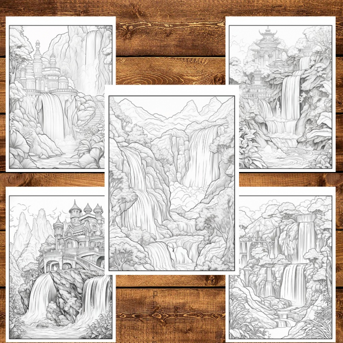 Carte de colorat pentru relaxare si antistres, 50 de ilustratii, Cascade fantastice, 106 pagini [4]